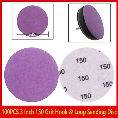 100Pcs 3 Inch Sanding Discs 150 Grit Hook And Loop Sandpaper Wet Dry Sand Paper • $15.99