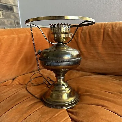 Vintage Brass Electric Hurricane Lamp No Shade Victorian Oil Style • $34.99