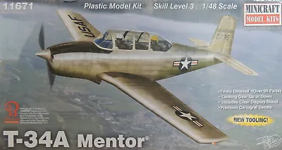 Usaf T-34a Mentor 2-seat Trainer Minicraft 1:48 Scale Plastic Model Airplane Kit • $23.99