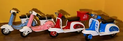 Vintage Lot 4  Pull Back Pink White Scooter Vespa 3” Metal Plastic Pink Blue Red • $9.99