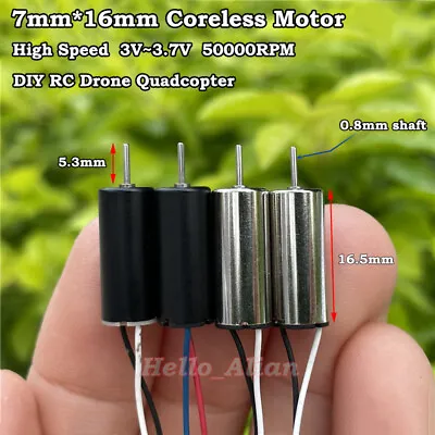 7mm*16mm DC 3.7V 50000RPM High Speed Micro Mini Coreless Motor RC Drone Engine • $1.25