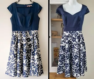 Review Retro Style A-Line Dress In Navy And White  • $24.99