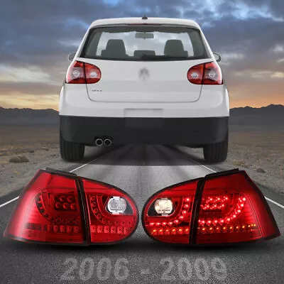 $180.99 • Buy LED Tail Lights For 06-09 Volkswagen VW GTI Rabbit Golf MK5 Red Rear Lamps Pair