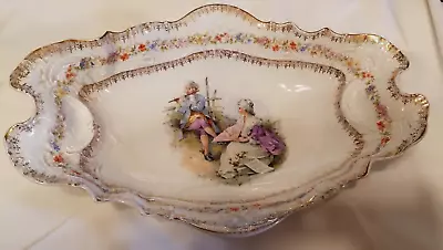 Antique CT Carl Tielsch Altwasser Ornate Handled Serving Bowl Germany Floral 13 • $69.50