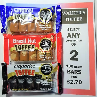 Walkers Toffee Slab-100g-GENUINE Product-Original Brazil Or Liquorice Toffee • £2.70