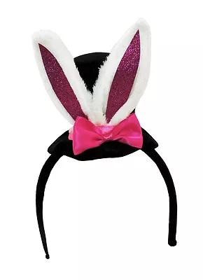 Black Velvet Bunny Ear Mini Top Hat Headband Mad Hatter Costume  • $13.99