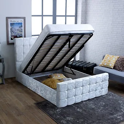 Ottoman Storage Gas Lift Up Double & King Size Fabric Bed Memory Foam Mattress • £149.99