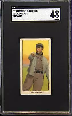 Nap Lajoie 1910 T206 Piedmont Throwing RC Rookie SGC 4 VG-EX HOF PWCC Top 15% • $630