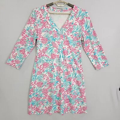 Barbara Gerwit Womens V-Neck Long Sleeves Floral A-Line Mini Dress Size XL • $27.43