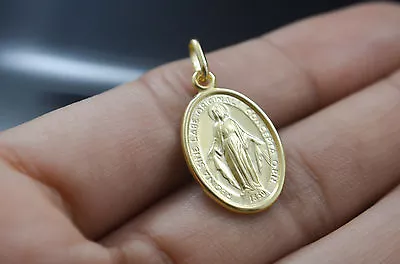 14k Yellow Gold Miraculous Virgin Medal Mary Pendant Medalla Oro Virgen Milagros • $84.99