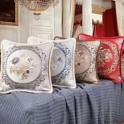 Jacquard Cushion Covers 20 X 20 OR Filled In Damask Floral Sofa & Bed Pillows • £6.97