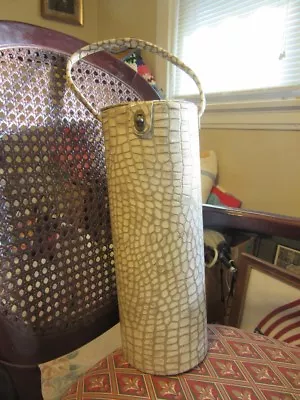 Vintage Faux Vinyl Alligator Skin Wine Bottle Carrier • $19.99