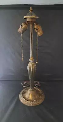 Art Nouveau Era Cast Metal Dual Socket 23  Tall Antique Lamp Base Ornate Detail • $59.99