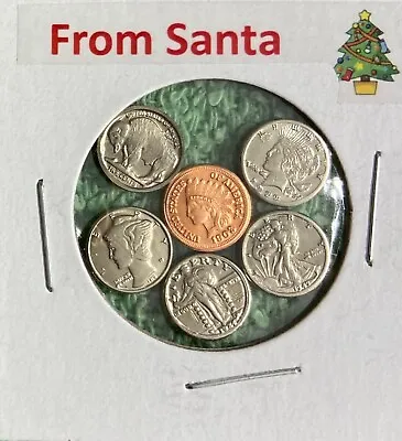   From Santa   - Obsolete Mini U.s. Coins Set In Holder • $7.98
