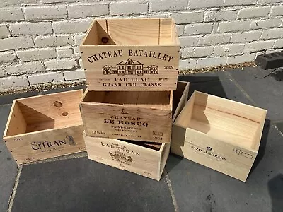 £44 • Buy 4 X Wooden Wine Box Crate. 6 Bottle French Genuine Storage Drawer Planter Hamper