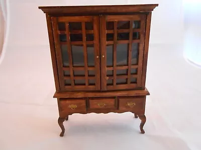 Vintage Concord Miniatures Doll House Hutch Wooden Brown 1:12 Scale Dolls • $16.95