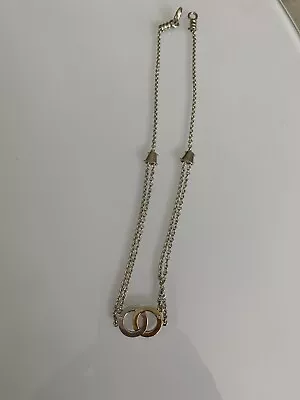 Movado Sterling Silver 18k Gold Diamond Infinity Pendant Necklace. • $328
