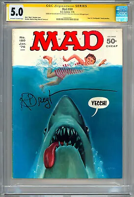 Mad #180 Cgc-ss 5.0 *jaws Movie* Parody Signed Orig Actor Richard Dreyfuss 1976 • $5750