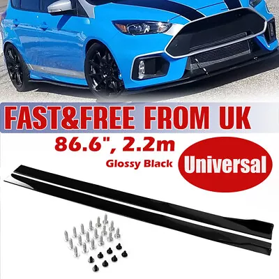 2.2M 86.6'' Universal Side Skirt Extension Rocker Panel Splitter Lip Gloss Black • £25.59