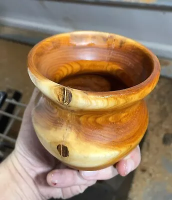 Yew 4x4” Wood Vase Hand Turned And Hollowed Art Deco Cup • $75