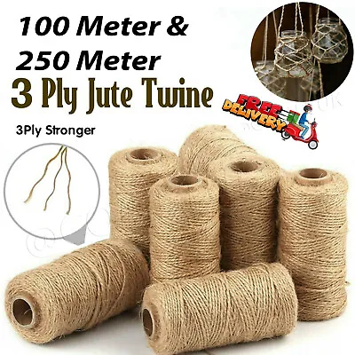£0.99 • Buy 3 Ply Jute Natural Brown Shabby Rustic Twine String Crafting Easy 100 -250M Long