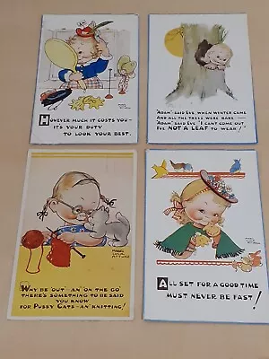 1948 To 1952 Four Mabel Lucie Attwell Artwork Postcards Of Children By Valentine • £2