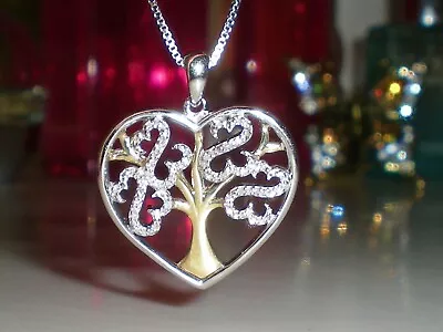 $349 • Buy Jane Seymour Open Hearts SS 10K YG  FAMILY TREE Diamond Necklace  $399 KAY ZALES