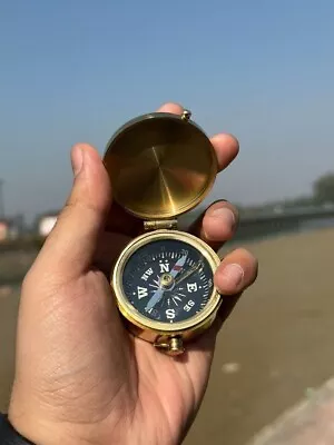 Antique Brass Pocket Compass WWII Military Vintage Working Compass • $18