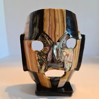 Mayan Death Mask Stone And Abalone Folk Art • $24.99