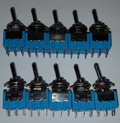 10pcs DPDT Mini Toggle Switch 6-Pin 3 Position ON/Off/ON Miniature Toggle NEW • $12.20