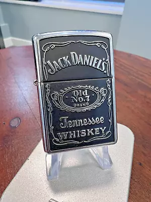 Zippo Windproof Lighter Brushed Chrome JACK DANIEL'S TENNESSEE WHISKY 2002 RARE • £59.40