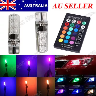 2x T10 LED 6SMD 5050 Remote Control RGB Canbus Color Changing Car Interior Light • $5.95