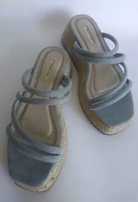 Corina Size 4 Baby Blue Faux Suede Espadrille.  G2/34031724b2/16 • £26.99