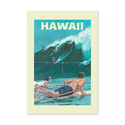 1950s Hawaii Surfing Vintage Style Travel Poster - Classic Art Print • $14.44