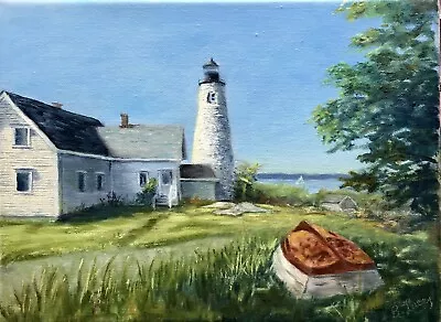 Dyce Head Lighthouse Castine Me. Ocean Boat Original   Brenda Lucey Maine Artist • $200