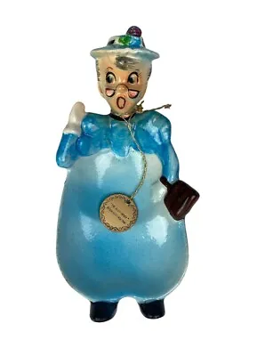 Vintage Enesco Japan Busy-Biddy Old Lady Spoon Rest Ashtray Ceramic Kitsch Blue • $26.39