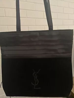 $80 • Buy Womens Ysl Yves Saint Laurent Black Canvas And Velvet Tote Bag