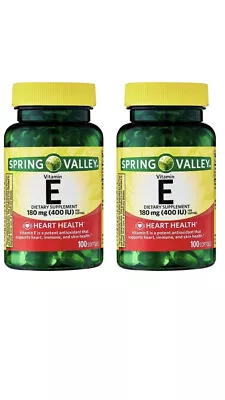 Spring Valley Vitamin E 180mg (400 IU) Twin Pack 200 Softgels Exp. 3/26 • $17.50