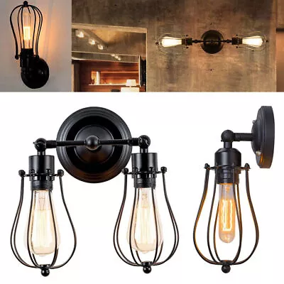 Vintage Wall Light Retro Industrial Cage Wall Lights Indoor Fitting Sconce Lamp • £15.89