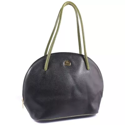 Authentic MORABITO Hand Tote Bag Black Brown Leather Logo Round Women Used JPN • $149.40