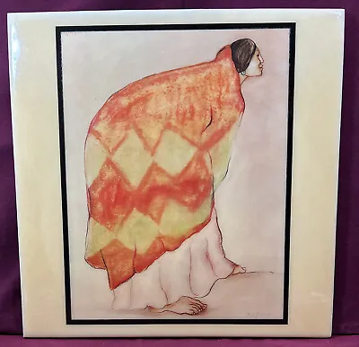 Vtg. Navajo Artist R C Gorman Art Tile 12”x 12” ”Woman With Pendleton Blanket” • $26.99