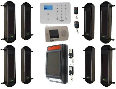 £1101.29 • Buy Complete Perimeter Alarm - 4 X Wireless Solar Beams - GSM Dialler - Solar Siren