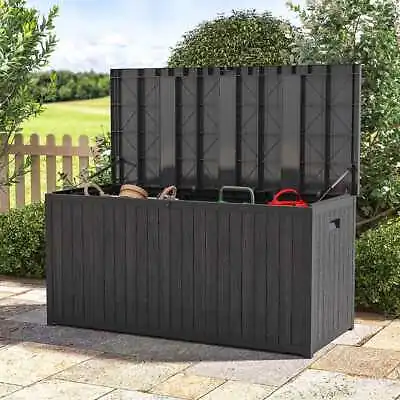 Extra Large Outdoor Storage Box Garden Patio Plastic Chest Lid Container Tool • £52.95