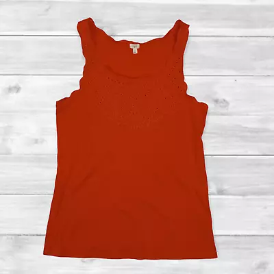 J. Crew Women's Orange Eyelet Scalloped Tank Top Size Small • $10.80