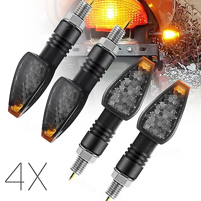 4X Smoke Mini LED Motorcycle Turn Signals Indicator Blinker Amber Universal USA • $10.87