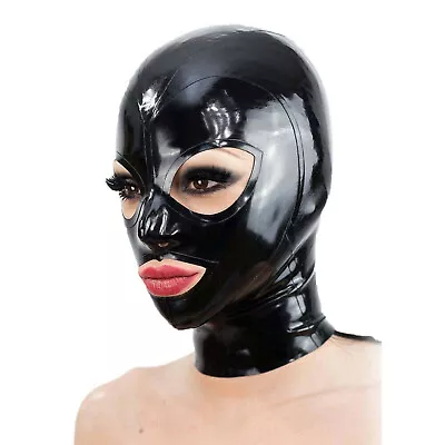 Unisex Latex Zipped Hood Mask Head Cover Open Eyes Mouth & Nostrils Cosplay • $23.77