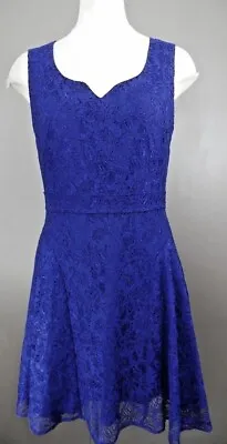 Zac Posen Z Spoke Womens 8 Blue Lace Sleeveless Fit Flare Skater Sheath Dress L • $34.99