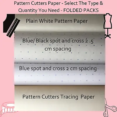 £9.99 • Buy Pattern Cutting Paper Spot Dot & Cross Or Pattern Tracing Paper -Pattern Cutting