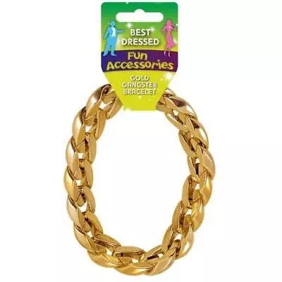 Gold Bracelet Pimp Gangster Mr T Chav Rapper Bling Chain Fancy Dress Accessory • £4.99