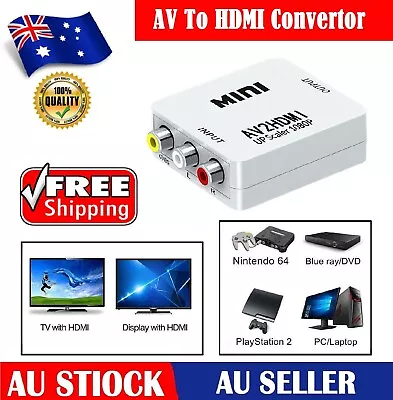 1080P 3RCA To HDMI Converter Video Cable Adapter For TV VHS VCR DVD Recorders • $19.49